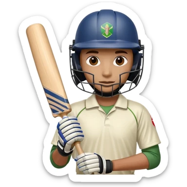 cricket player holding bat wearing helmet gloves and pads sticker