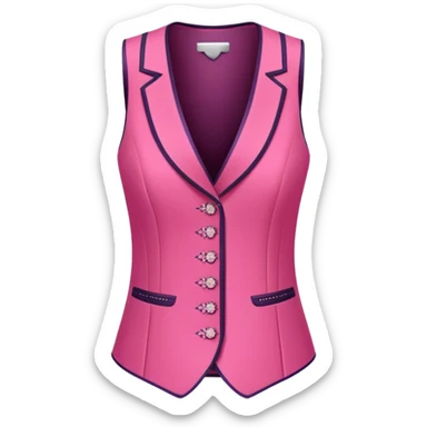 a stylish women’s vest, sleeveless, elegant and decorative design, in a bright pink color with small cute details, feminine and fancy look, no background, ONLY VEST sticker