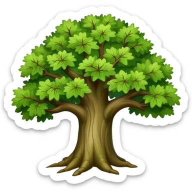 green oak tree with leafy branches sticker