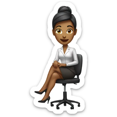 Business woman with short skirt and high heels sitting on chair sticker