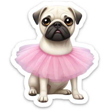 white pug with tutu  sticker