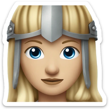 Blonde viking woman in her 40s with blue eyes and long blonde hair and viking helmet    sticker