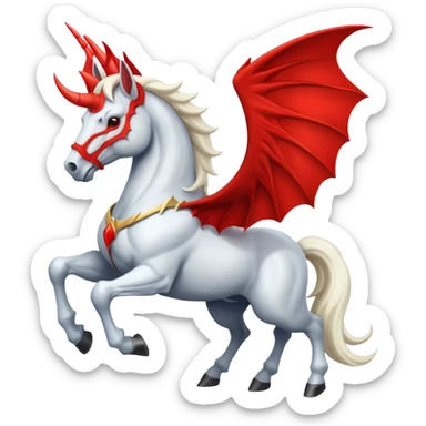 white horse with horns and red bat wings sticker