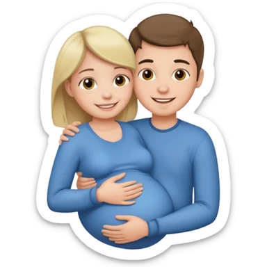 Make a pregnant boy being hugged by a girl sticker