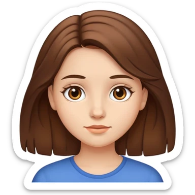 Girl with medium large brown hair,  sticker