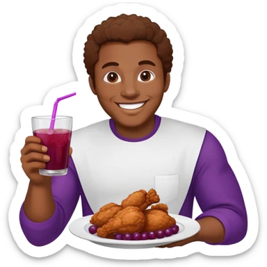 Black guy with fried chicken and grape ￼ kool-Aid sticker