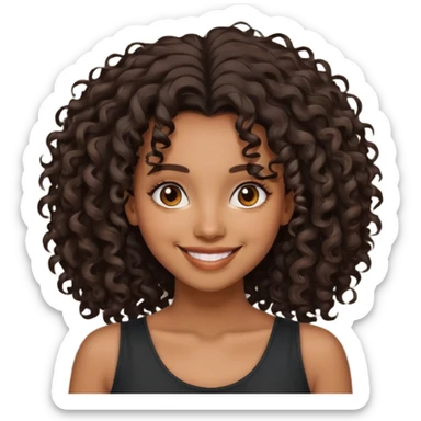 brown skinned lady with curly black hair, shoulder long hair, messy, nice curves sticker