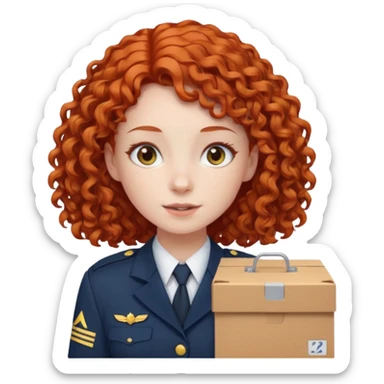 box carrier curly red hairedgirl  sticker