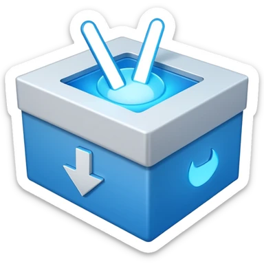 a macos style cursor clicking on a box sticker