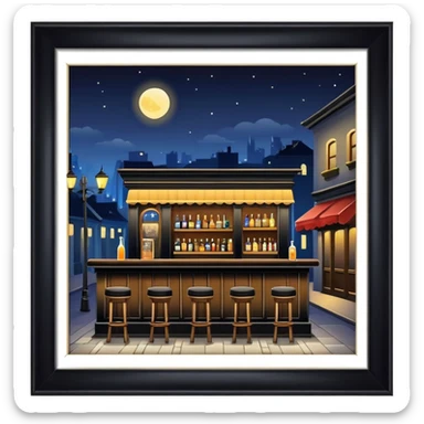 a bar in night street  sticker