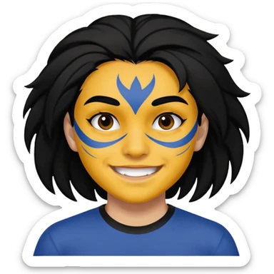 A black hair teen supporter with bold full-face paint, smiling with fierce team spirit. sticker
