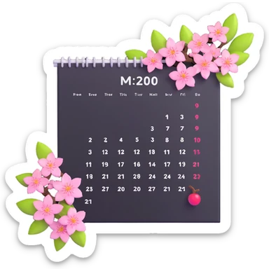 spring calendar with cherry blossoms sticker