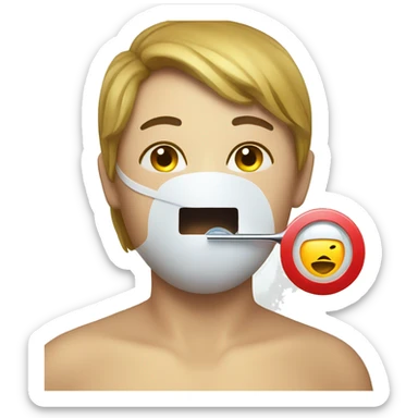 A face with a thermometer in the mouth sick sticker