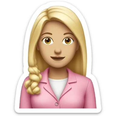 white female employee in pink clothes sticker