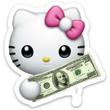 hello kitty holding money  sticker