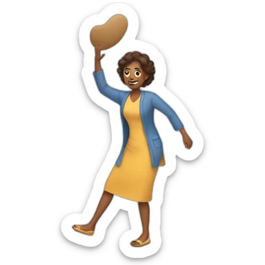 A mom throwing a slipper sticker