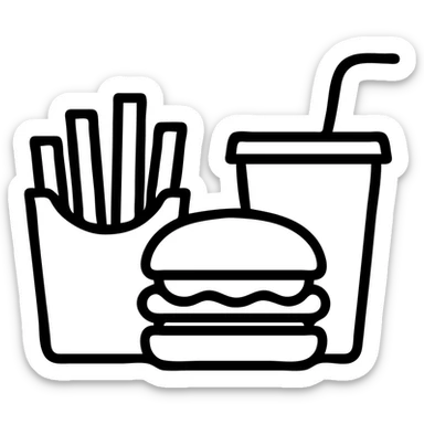 burger meal set with fries and drink sticker