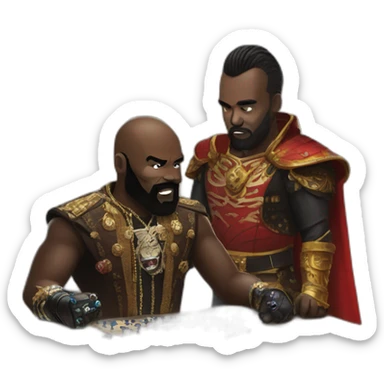 Mr T playing dominoes with the dark lord sticker