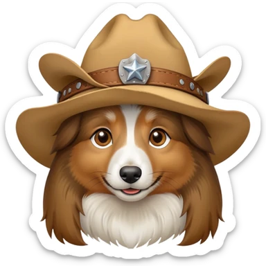Sheltie with cowboy hat sticker