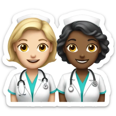 three white female nurse friends sticker