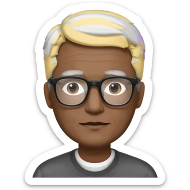 padre con gafas rectangulares poco pello y color blanco y negro sin arujas sticker