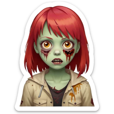 Uma menina de franja cheia, cabelos vermelhos e olhos de mel zumbi sticker