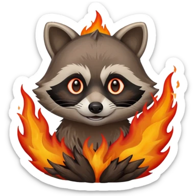 raccoon in fire sticker
