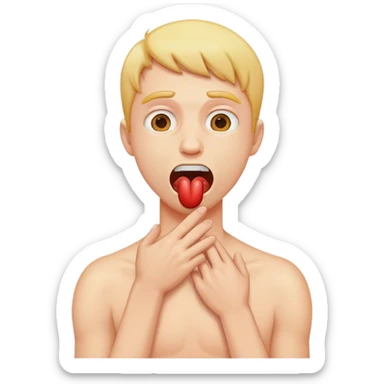 Someone choking themselves as a joke sticker