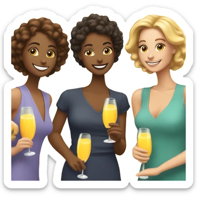 Three pretty girls drinking mimosas  sticker
