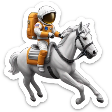Astronaut with helmet shut riding a wild horse sticker
