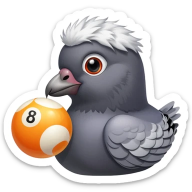 pigeon playing 8 ball sticker