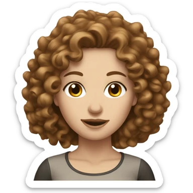 gorgeous white woman with long brown curly hair sticker