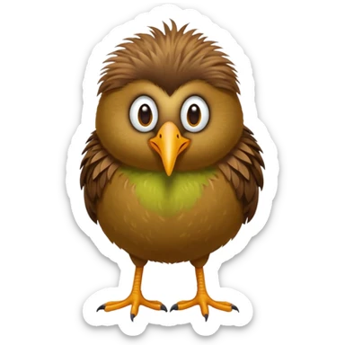 Kiwi bird on two feet longer beak qnd more round sticker