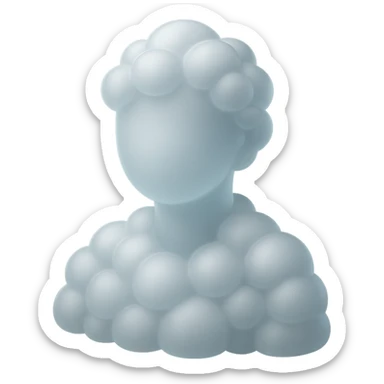 A person from the shoulders up, entirely composed of fluffy white convex clouds sticker