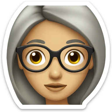 caucasian female, black hair with glasses sticker
