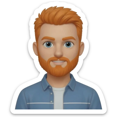 "3D premium,3D Man: Fair complexion and ORANGE hair and beard sticker