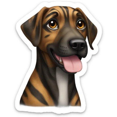 Mountain cur dark brindle tiger stripes sticker