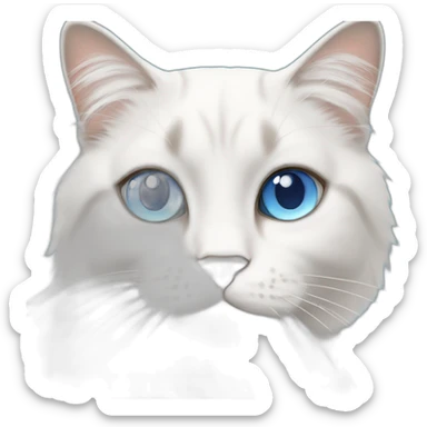 a big white ragdoll cat with blue eyes sticker