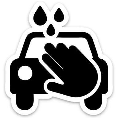 solid filled icon of a hand washing a car, representing Hand Wash sticker