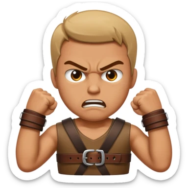 A man angry slanging a belt to someone’s behind sticker