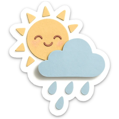 soft pastel kawaii sun, rain, and cloud weather icons together sticker