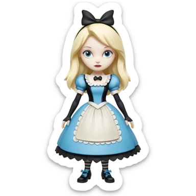 Isolated, detaile illustration of the most incredibly gothic punk modern day style of disney's Alice in wonderland
figurine imaginable, toy style. sticker