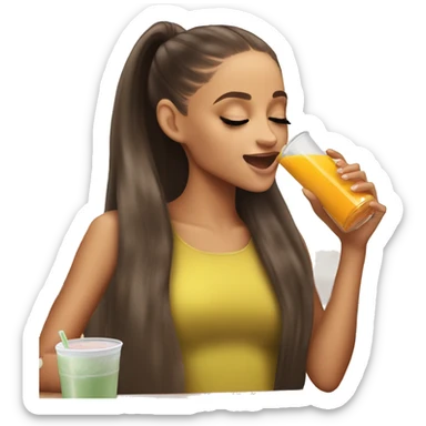 Ariana Grande drinking her juice  sticker