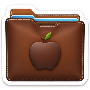 A 3D Apple-style emoji of an industrial leather material, shown as a neatly folded or rolled sheet of dark brown leather with visible texture and stitching details, giving a modern and manufactured look, clean and simple design, no background sticker
