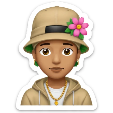 RAPPER WITH FLOWER HAT sticker