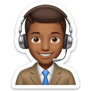 a sales agent with headphones sticker