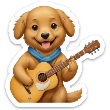 happy dog playing guitar sticker