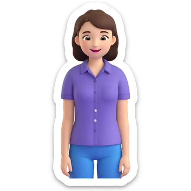 a girl with short-sleeved shirt, smiling sticker