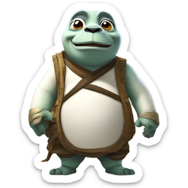 Design a colorful, vibrant, illustrated, and cartoony Master Oogway icon inspired by the movie 'Kung Fu Panda' Master Oogway must face the camera directly. sticker