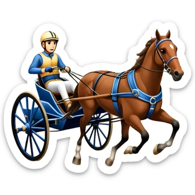 Harness racing with sulky behind horse sticker